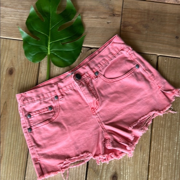 Free People Pants - Free People Pink Jean Shorts Distressed Cut-Off Style size 26w women’s shorts